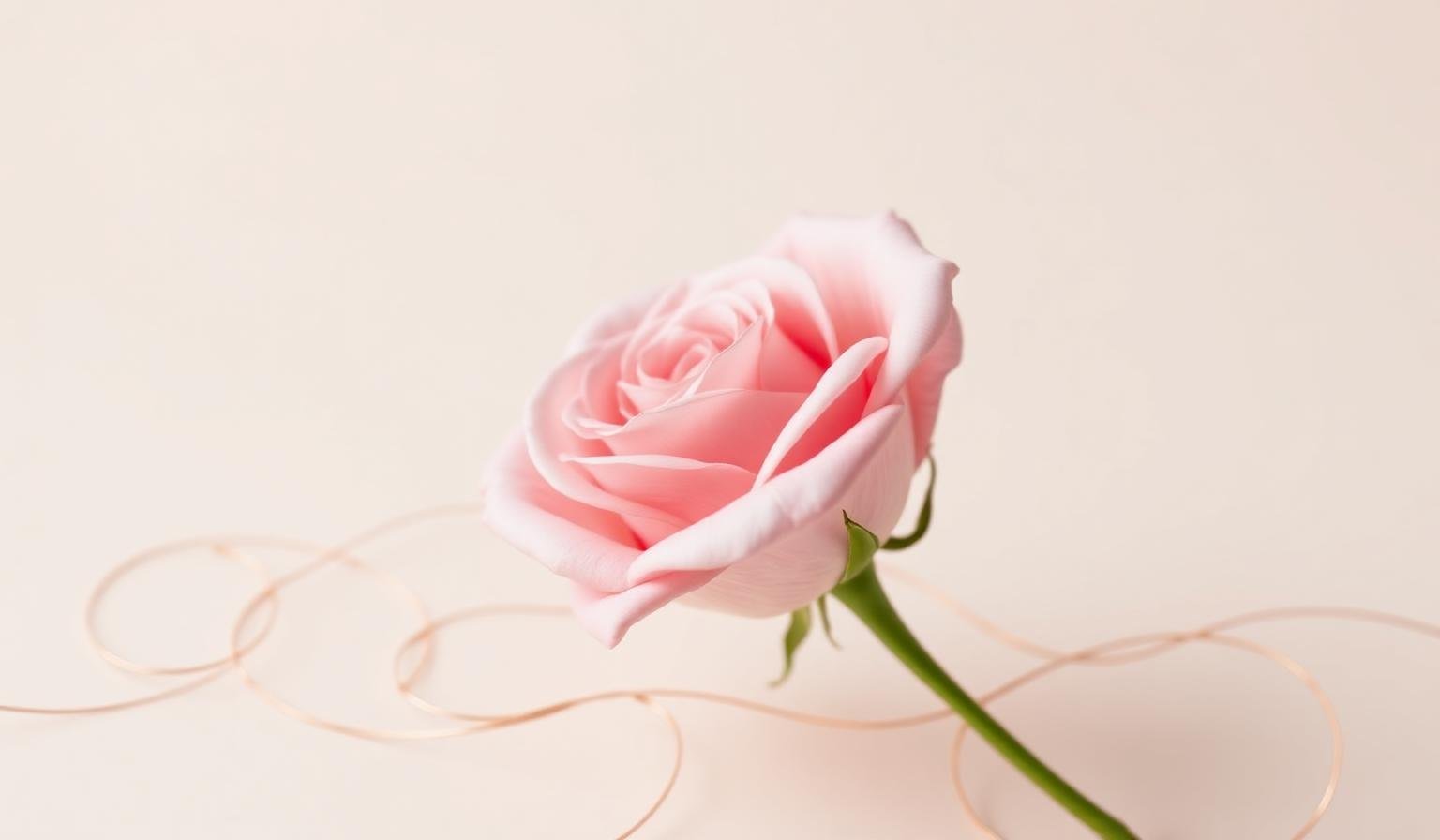Editorial rose with rose-gold organic line patterns